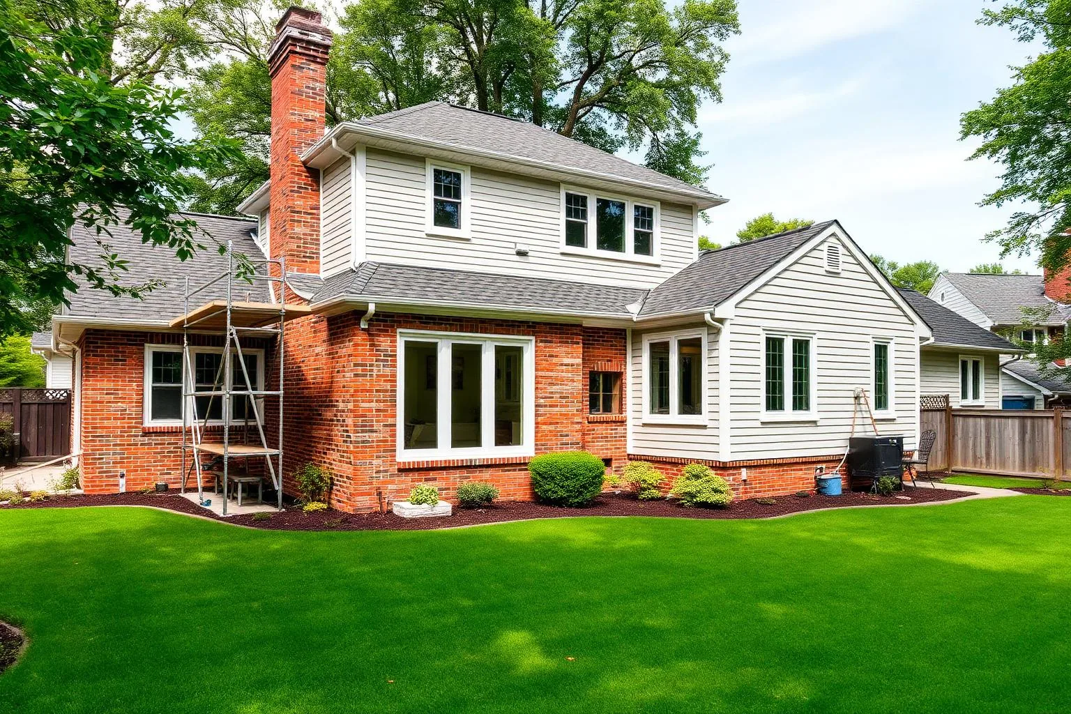 A rear addition extending from a mid-century home in Sharon Woods, Charlotte