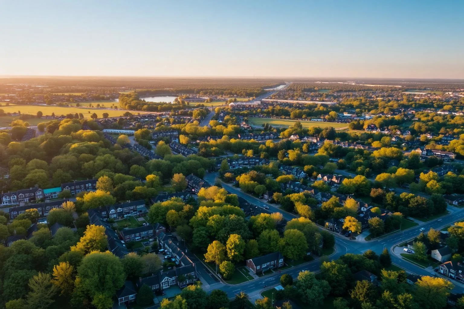 Aerial view of south Charlotte neighborhoods surrounding Sharon Woods