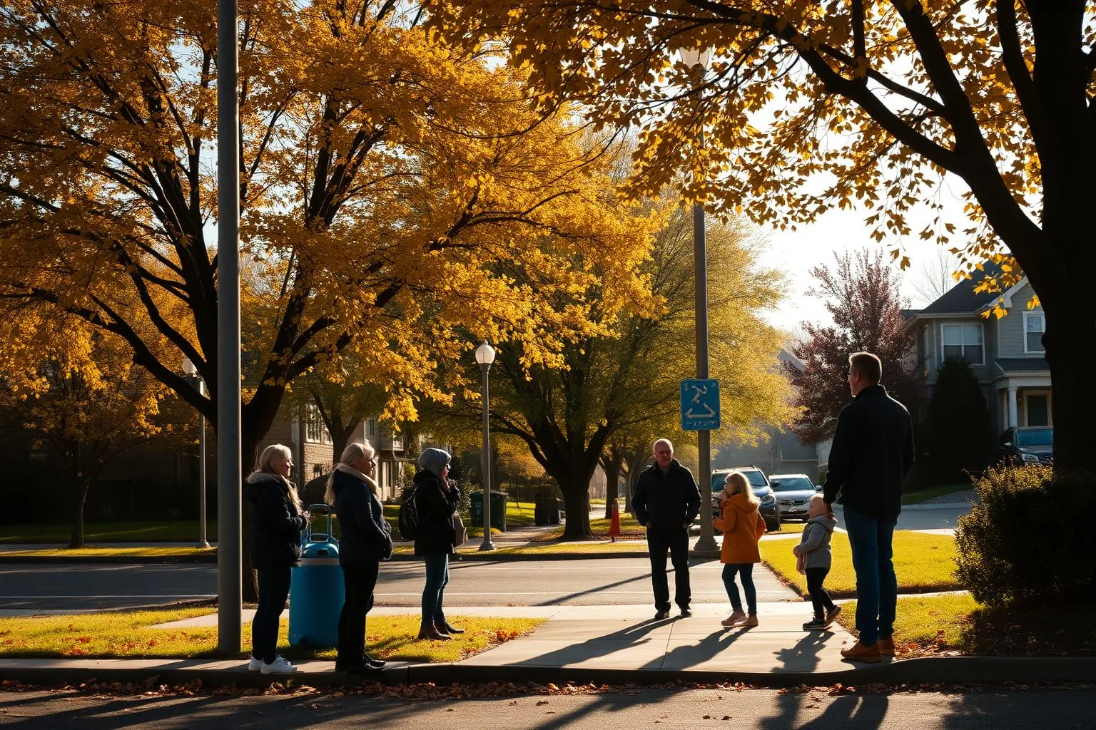 A tree-lined south Charlotte street on a school morning