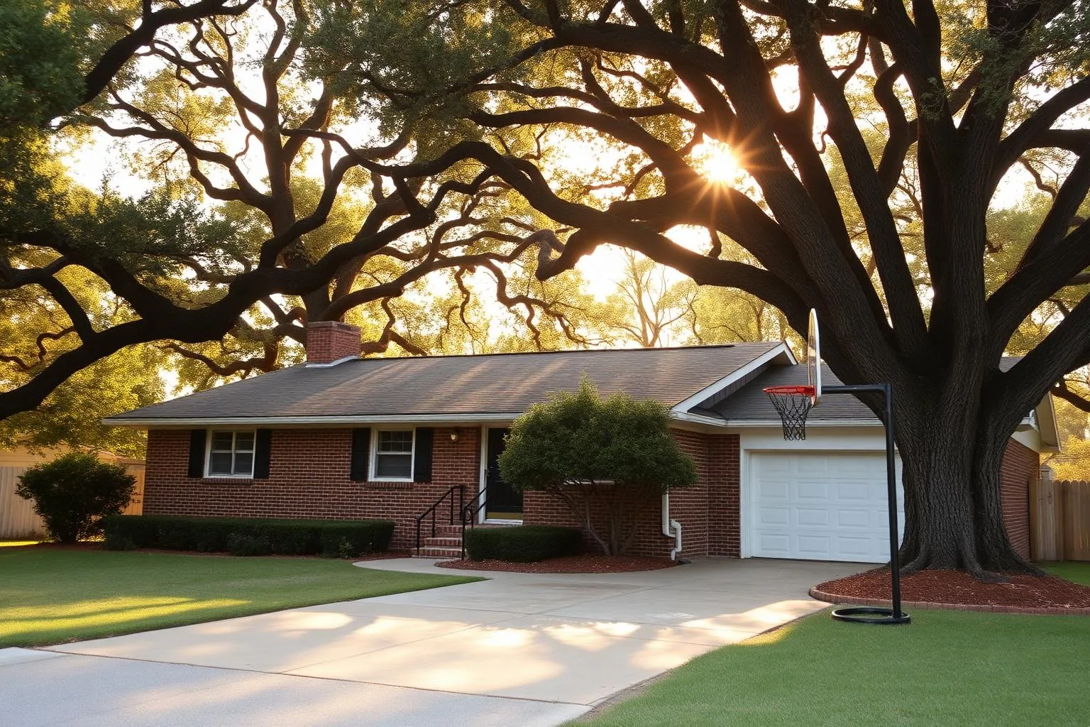 A Sharon Woods home under mature trees in south Charlotte