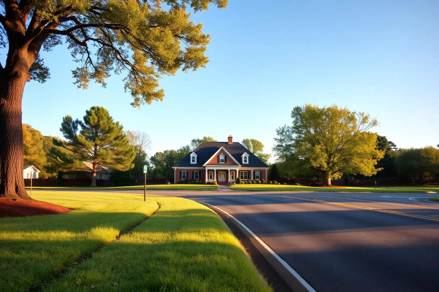 A tree-lined home along Sharon Road at the edge of Sharon Woods, Charlotte